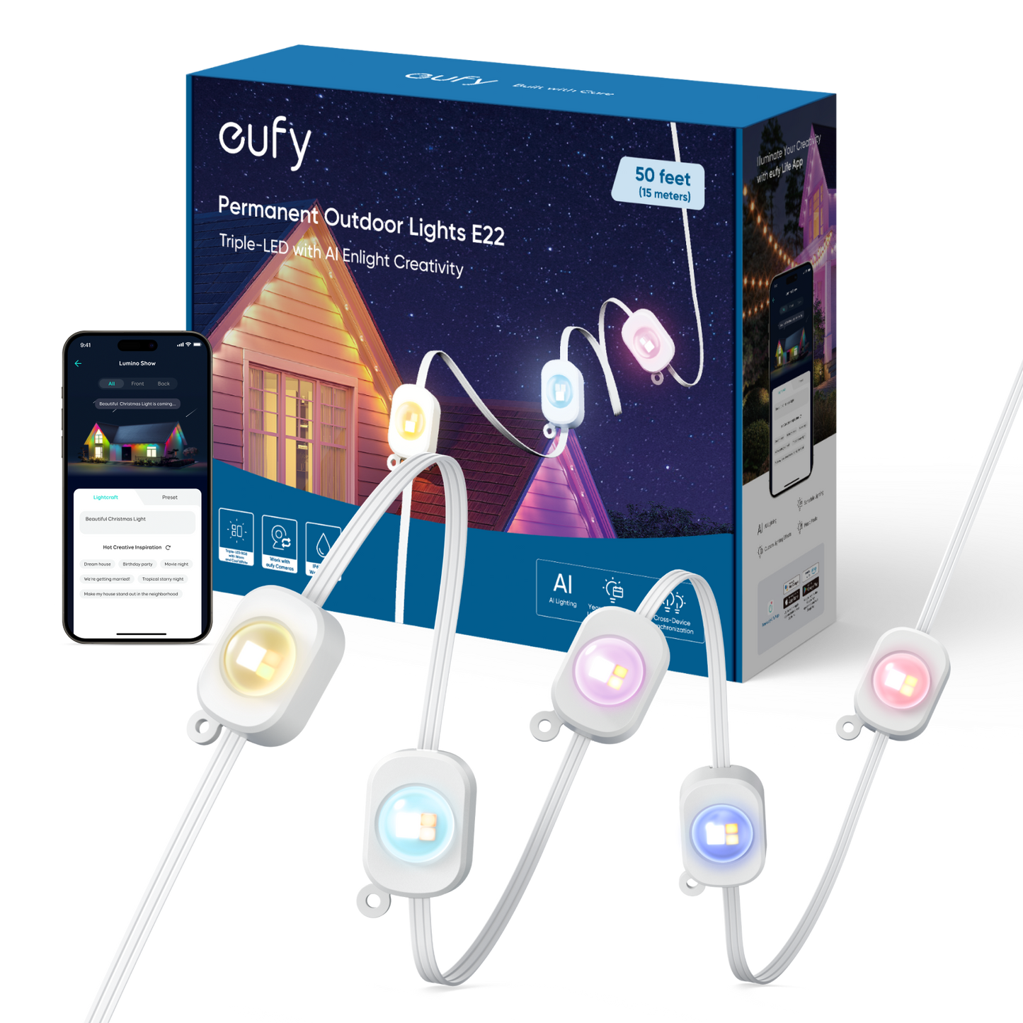 eufy Permanent Outdoor Lights E22(50ft with 30 lights)